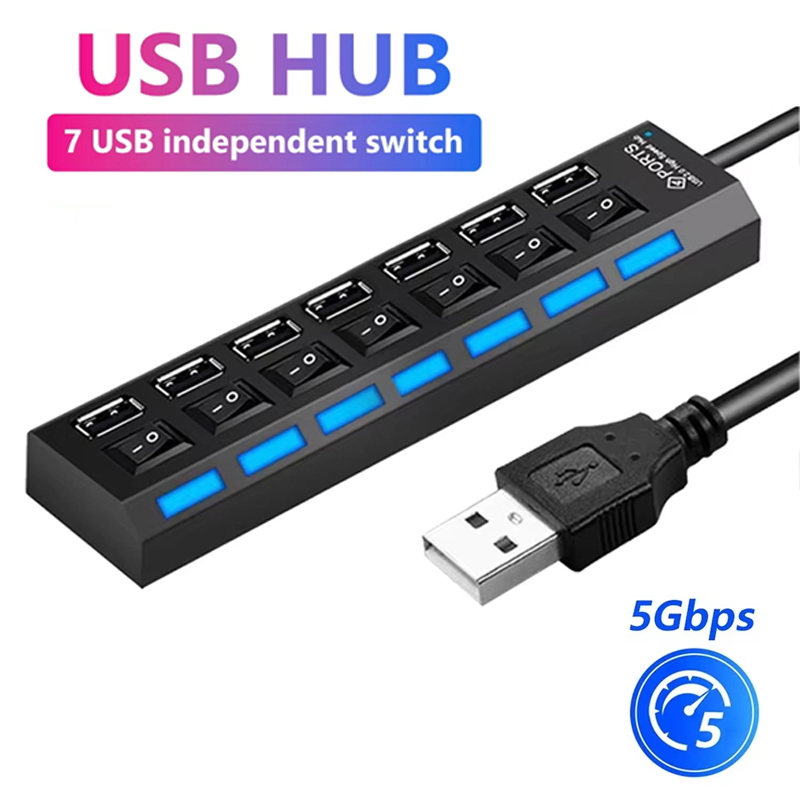 Laptop Accessories Computer - 7-poorts USB 2.0 hubsplitter voor laptopcomputeraccessoires