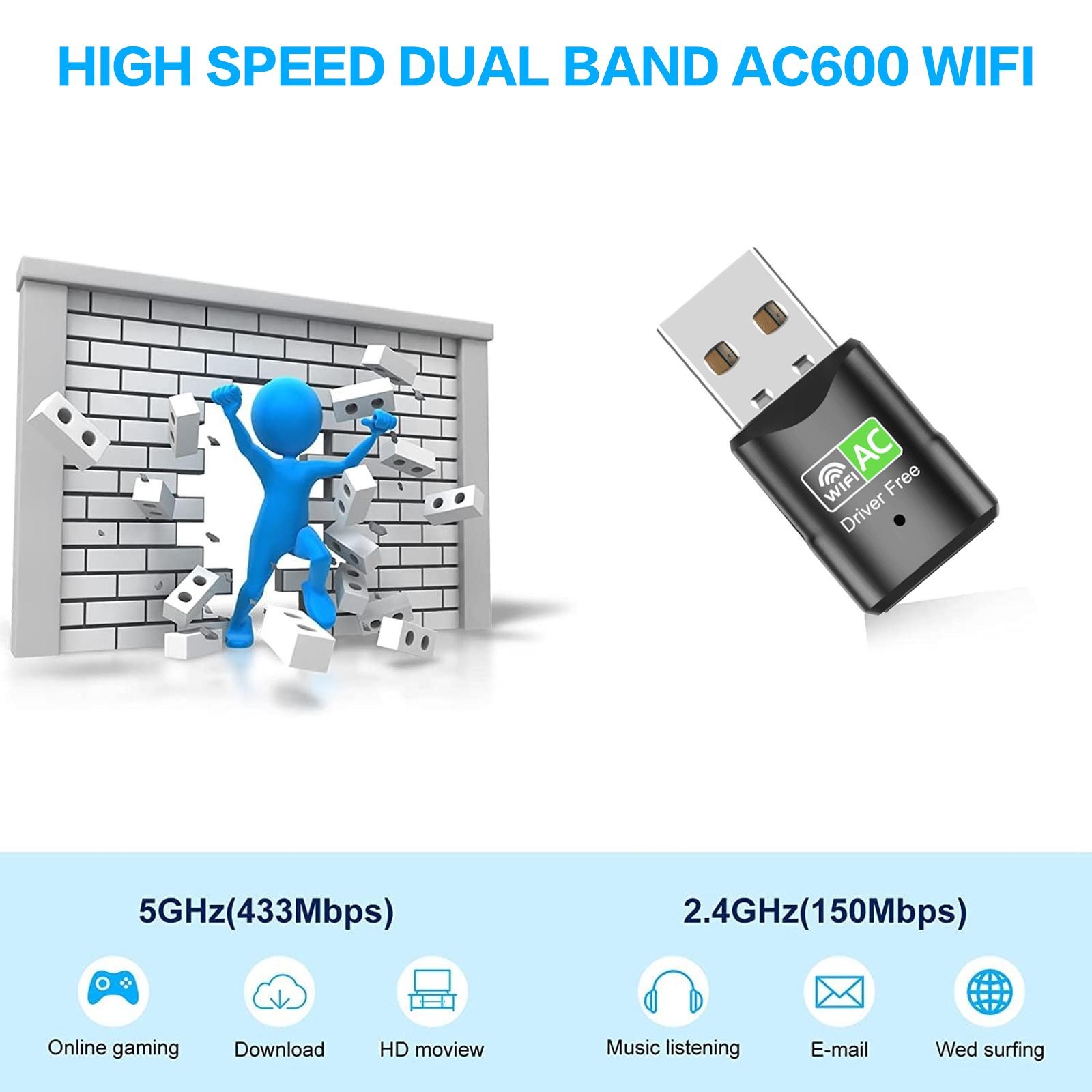 AC600 USB WiFi-adapter, dual-b - Laptop Ergonomic Accessories recensie en prijs